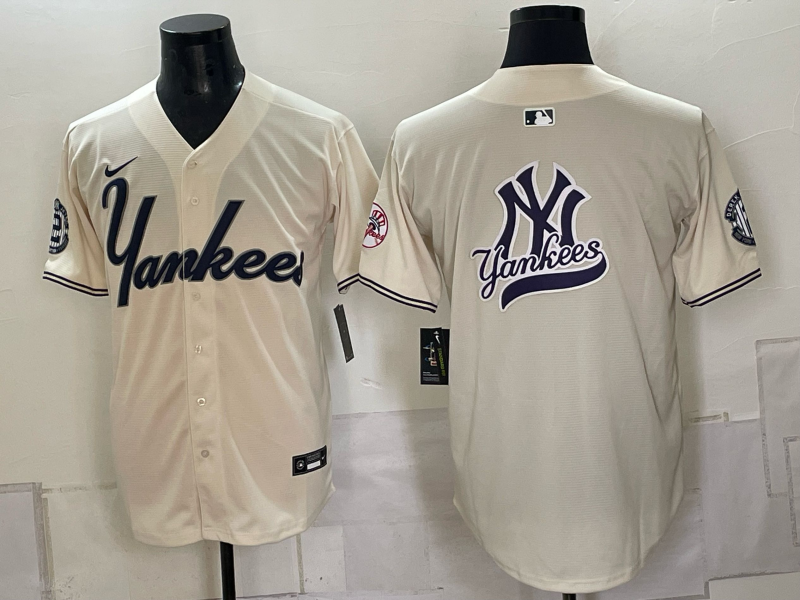 Men 2026 New York Yankees blank cream Nike MLB Jersey 0910001->new york yankees->MLB Jersey